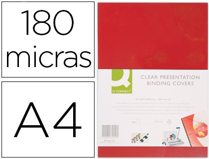 CJ100 tapas de encuadernación Q-Connect PVC Din A-4 opaco rojo 180 micras